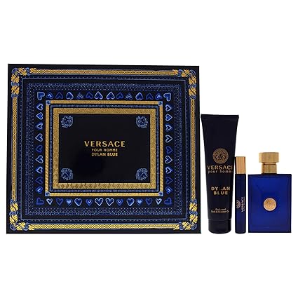 VERSACE DYLAN BLUE 3 Pc Set EDT SP 3.4, SP 0.3, Trousse